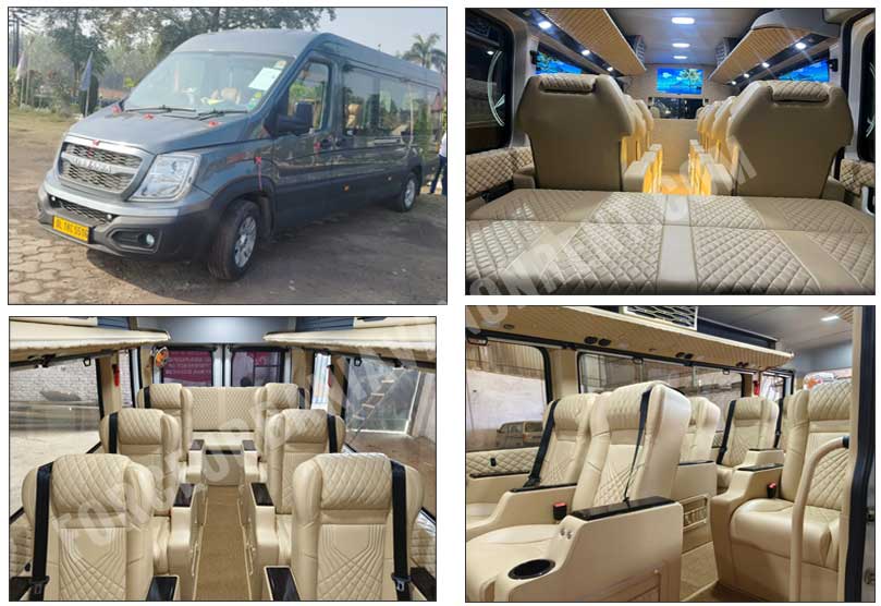 12 seater force urbania luxury van with 1x1 maharaja seats hire delhi